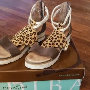 Diba True Leopard back zip sandals